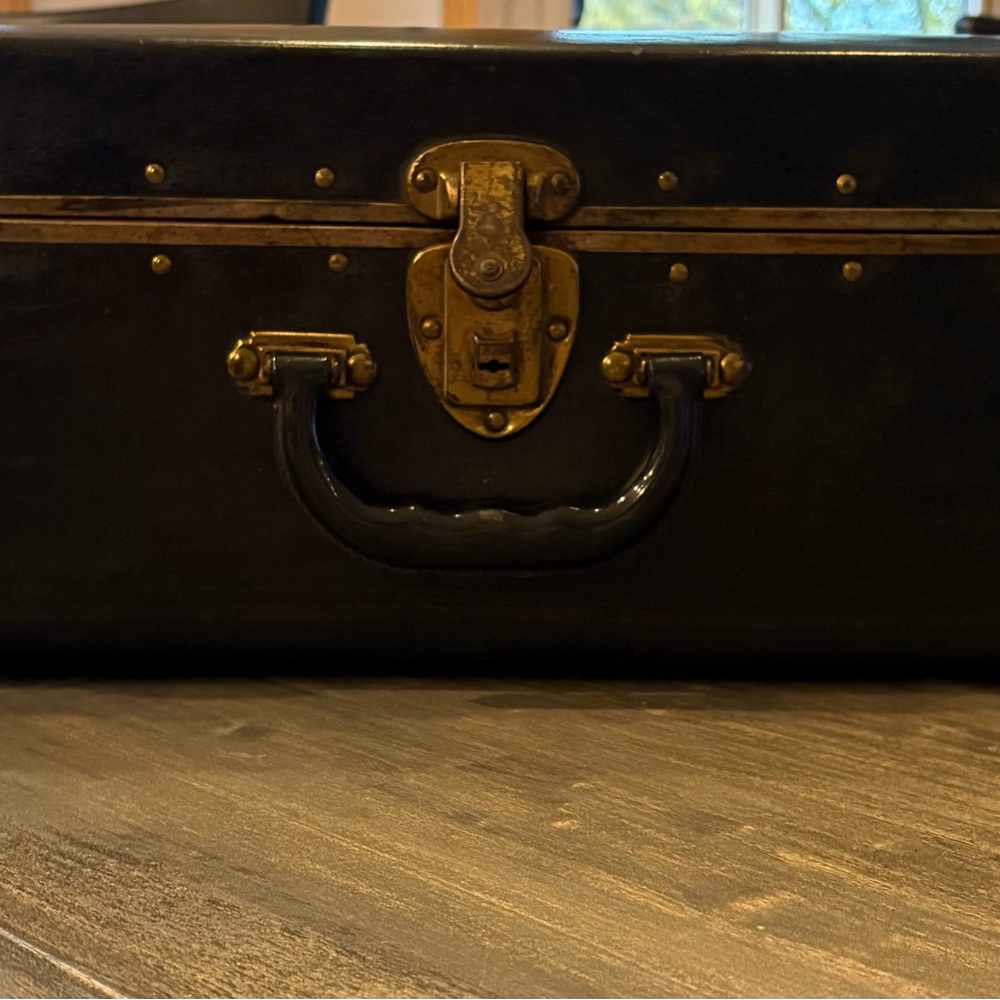 Vintage Black Suitcase with Brass Accents 20” x 13” x 7” - Picture 6 of 12